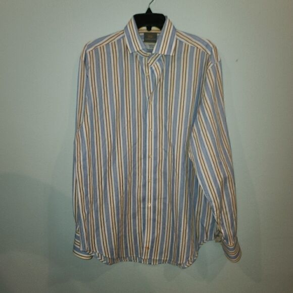 Thomas Dean Stripe Dress Shirt - Medium - LS134 - Like New - Picture 1 of 4